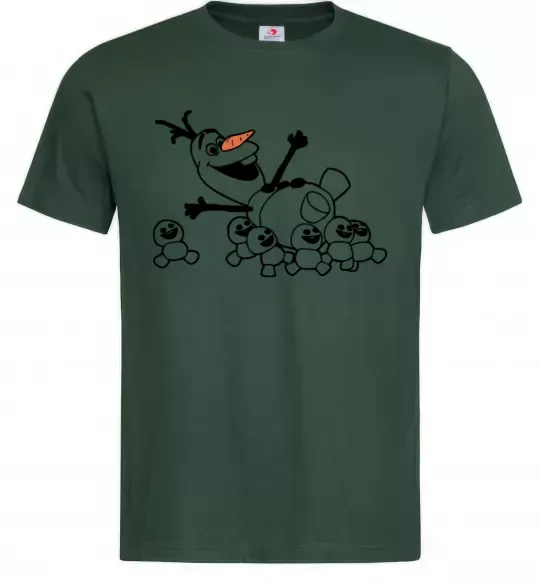 Мужская футболка Олаф та сніговички Темно-зеленый фото