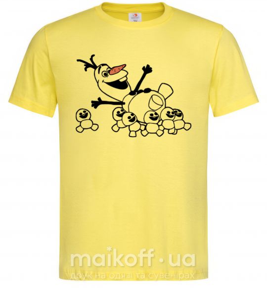 Мужская футболка Олаф и снеговички Лимонный фото
