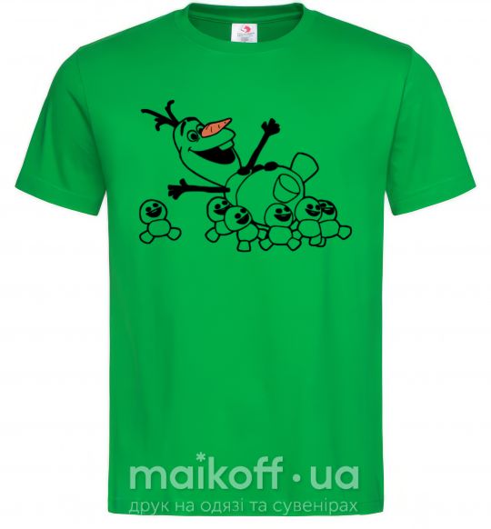 Мужская футболка Олаф и снеговички Зеленый фото
