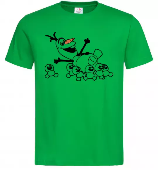 Мужская футболка Олаф та сніговички Зеленый фото