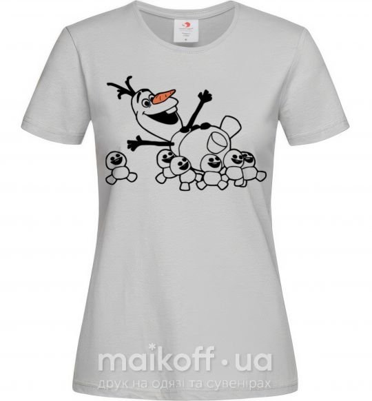 Жіноча футболка Олаф и снеговички Сірий фото