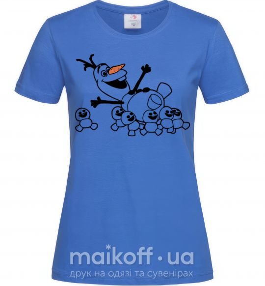 Жіноча футболка Олаф и снеговички Яскраво-синій фото