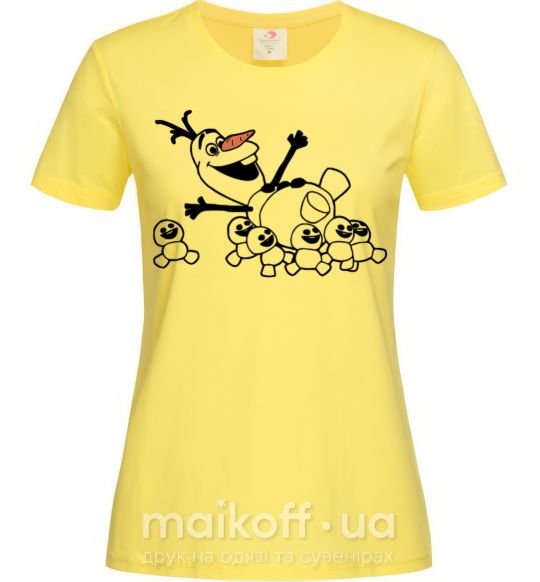 Женская футболка Олаф и снеговички Лимонный фото