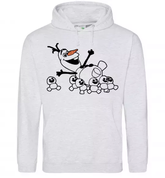 Мужская толстовка (худи) Олаф та сніговички Серый меланж фото