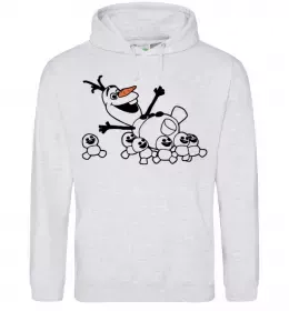 Мужская толстовка (худи) Сім'я зліпила сніговика Серый меланж фото