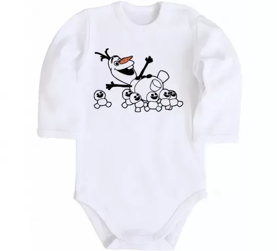 Дитячий бодік Олаф та сніговички Білий фото