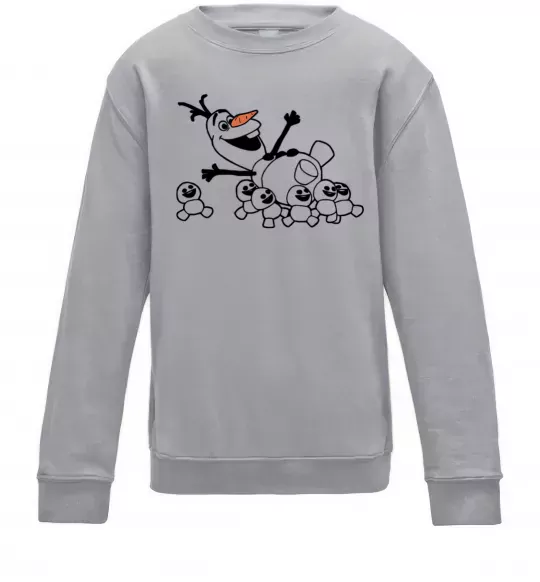 Дитячий світшот Олаф та сніговички Сірий меланж фото