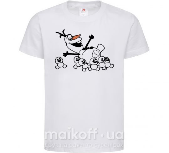 Дитяча футболка Олаф и снеговички Білий фото