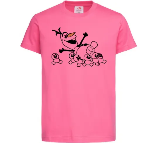 Дитяча футболка Олаф та сніговички Яскраво-рожевий фото