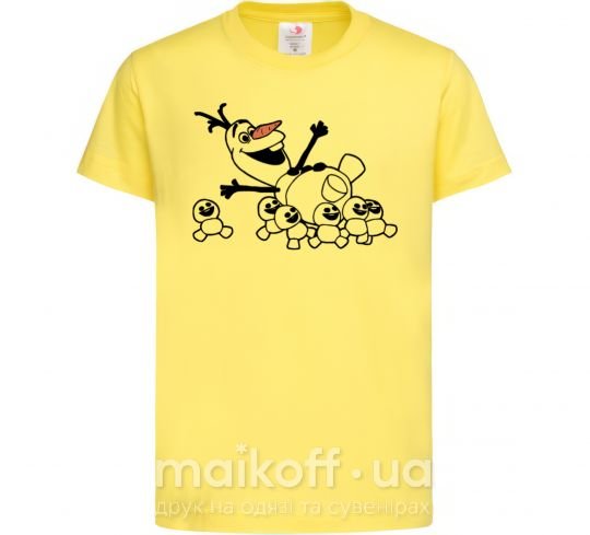 Дитяча футболка Олаф и снеговички Лимонний фото