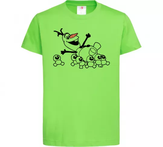 Дитяча футболка Олаф та сніговички Лаймовий фото