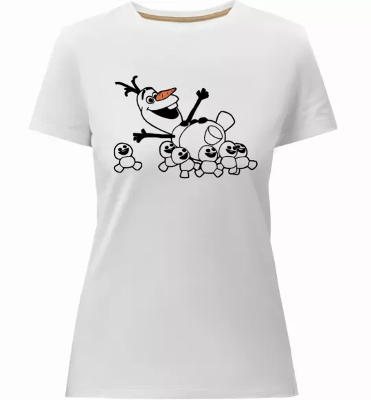 Женская премиум футболка Олаф та сніговички Белый фото