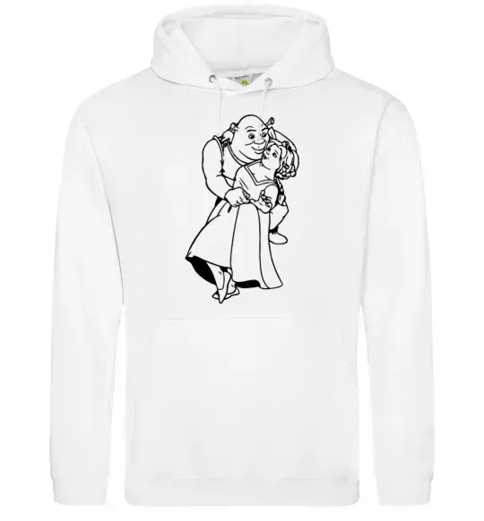 Мужская толстовка (худи) Шрек і Фіона Белый фото
