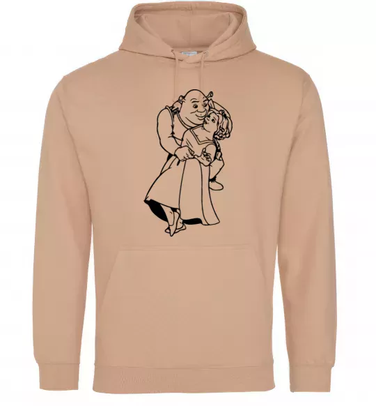 Мужская толстовка (худи) Шрек і Фіона Песочный фото