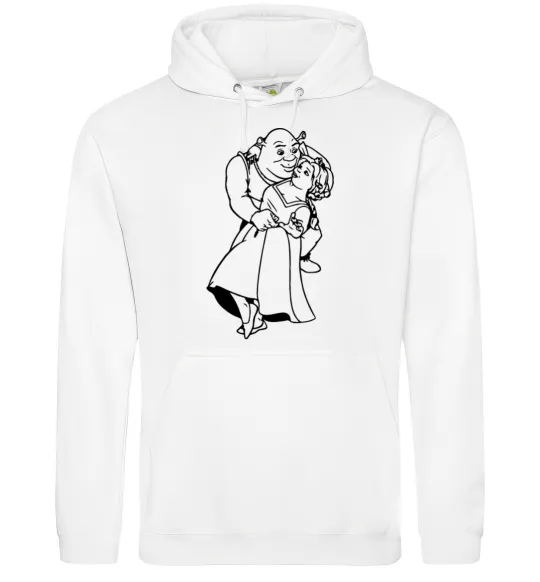 Женская толстовка (худи) Шрек і Фіона Белый фото