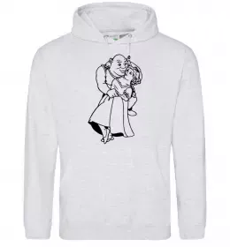 Женская толстовка (худи) Шрек і Фіона Серый меланж фото