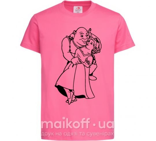 Дитяча футболка Шрек и Фиона Яскраво-рожевий фото