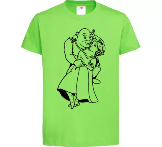 Дитяча футболка Шрек і Фіона Лаймовий фото