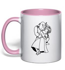 Чашка з кольоровою ручкою Шрек і Фіона