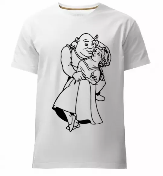 Чоловіча преміум футболка Шрек і Фіона Білий фото
