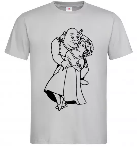 Чоловіча футболка Шрек і Фіона Сірий фото