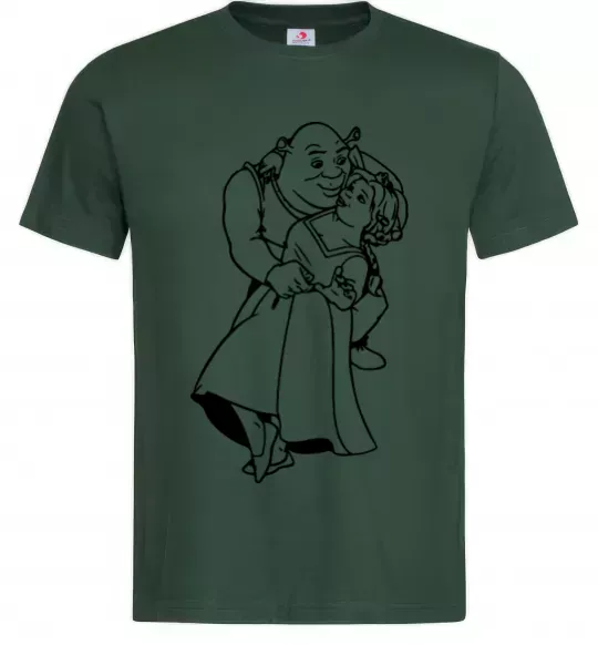 Чоловіча футболка Шрек і Фіона Темно-зелений фото