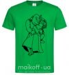 Мужская футболка Шрек и Фиона Зеленый фото