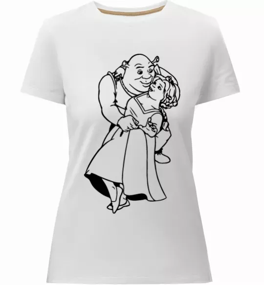 Женская премиум футболка Шрек і Фіона Белый фото