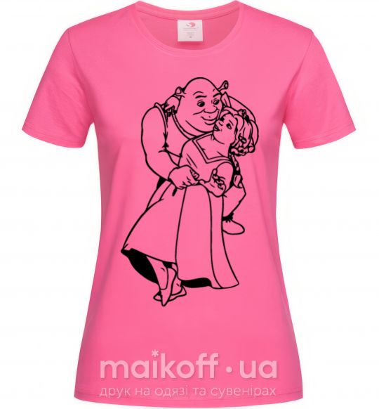 Жіноча футболка Шрек и Фиона Яскраво-рожевий фото