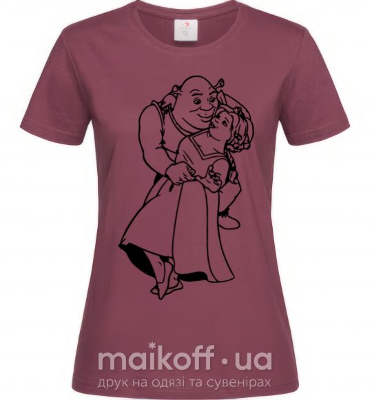 Женская футболка Шрек и Фиона Бордовый фото