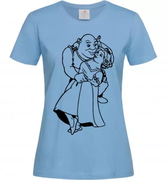 Жіноча футболка Шрек і Фіона Блакитний фото
