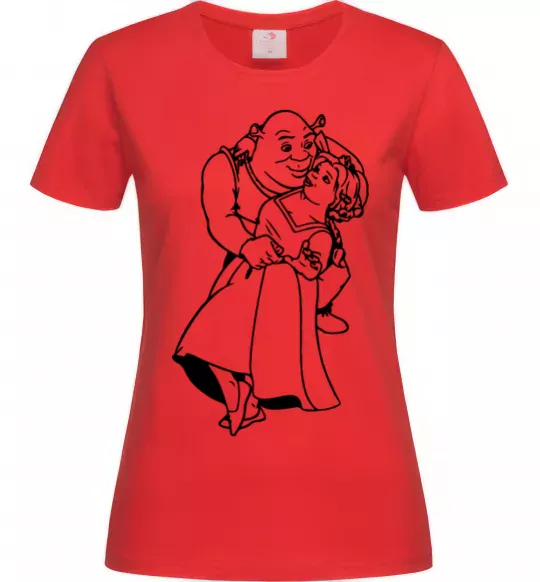 Жіноча футболка Шрек і Фіона Червоний фото
