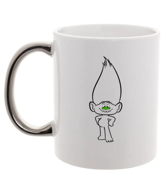 Чашка з кольоровою ручкою Алмаз Срібло фото