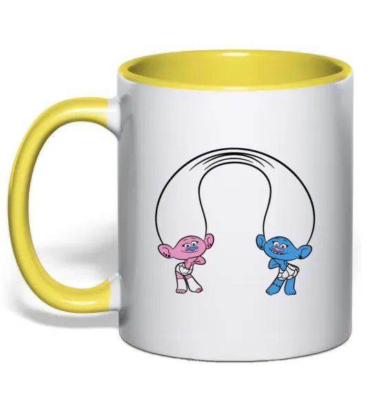 Чашка с цветной ручкой Сатинка и Синелька Солнечно желтый фото