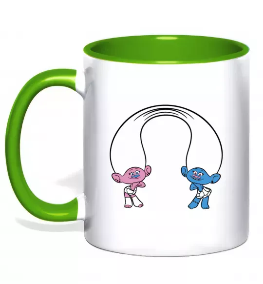 Чашка с цветной ручкой Сатинка и Синелька Зеленый фото