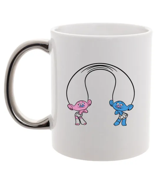 Чашка с цветной ручкой Сатинка и Синелька Серебро фото