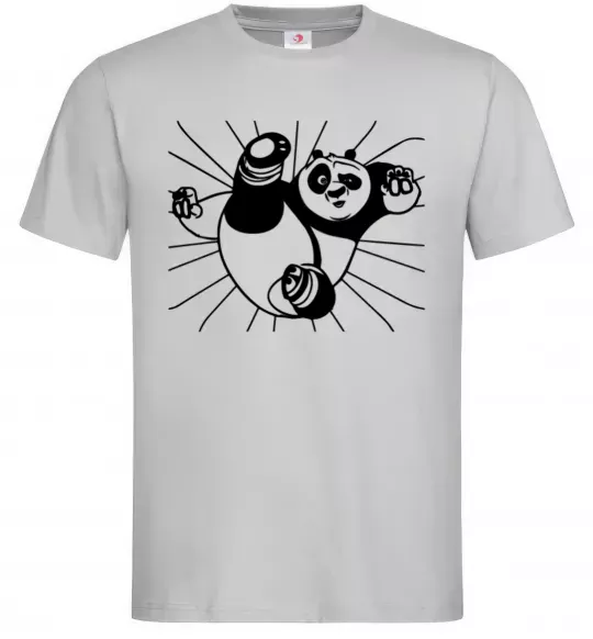 Чоловіча футболка Панда По нападає Сірий фото