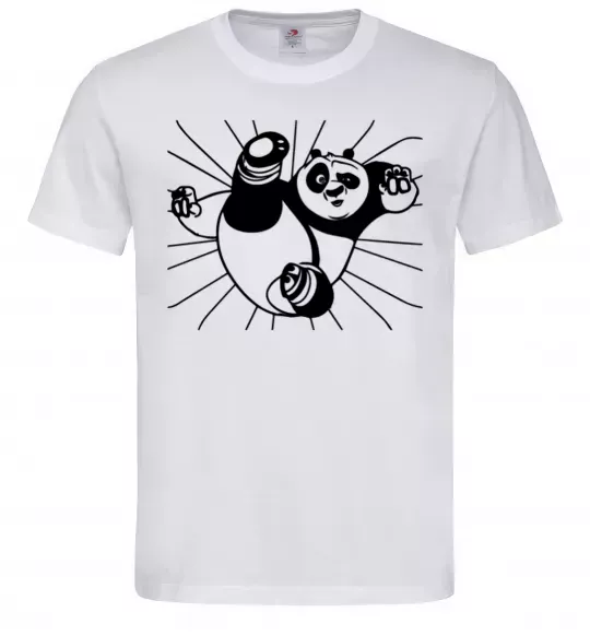 Чоловіча футболка Панда По нападає Білий фото