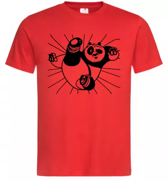 Чоловіча футболка Панда По нападає Червоний фото