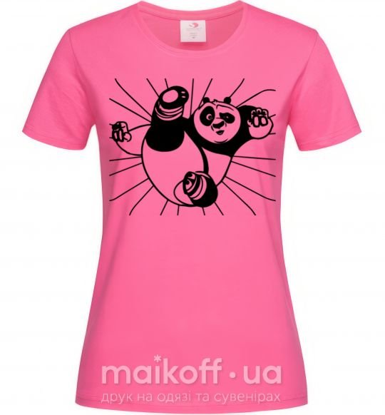 Женская футболка Панда По нападает Ярко-розовый фото