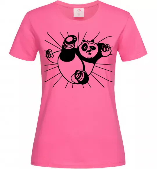 Жіноча футболка Панда По нападає Яскраво-рожевий фото