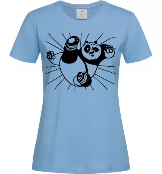 Жіноча футболка Панда По нападає Блакитний фото