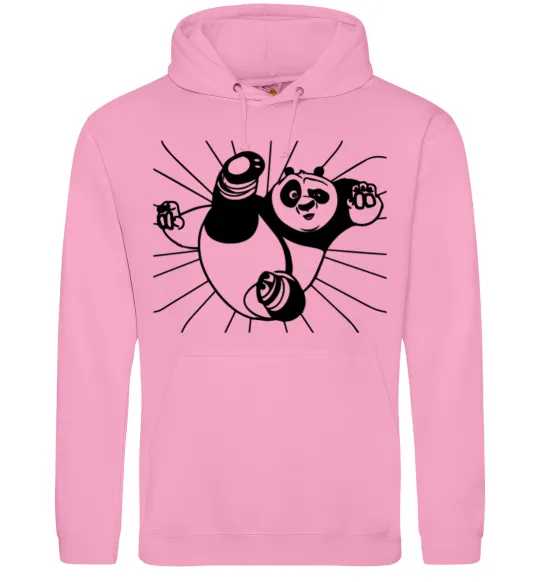 Чоловіча толстовка (худі) Панда По нападає Рожевий фото