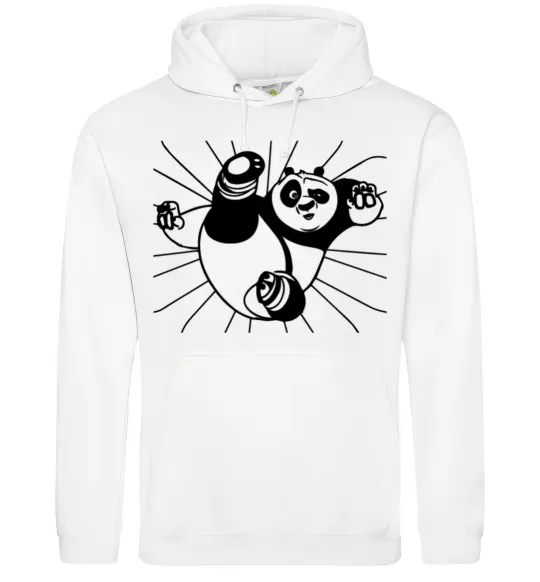 Мужская толстовка (худи) Панда По нападає Белый фото