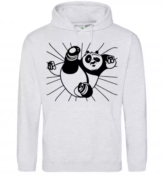 Мужская толстовка (худи) Панда По нападає Серый меланж фото