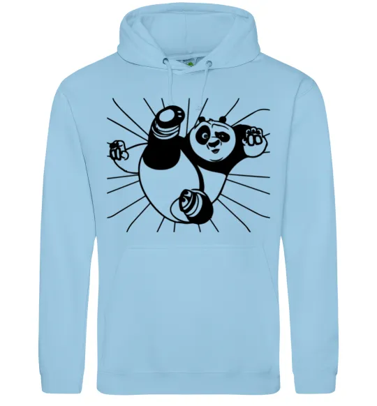 Чоловіча толстовка (худі) Панда По нападає Блакитний фото