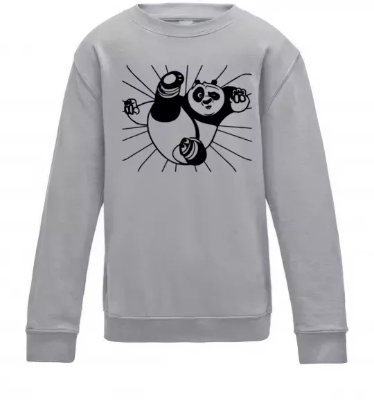 Детский Свитшот Панда По нападає Серый меланж фото