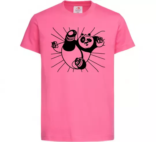 Дитяча футболка Панда По нападає Яскраво-рожевий фото