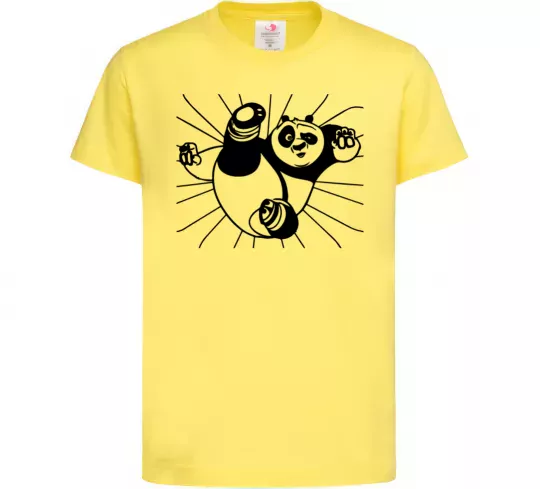 Дитяча футболка Панда По нападає Лимонний фото