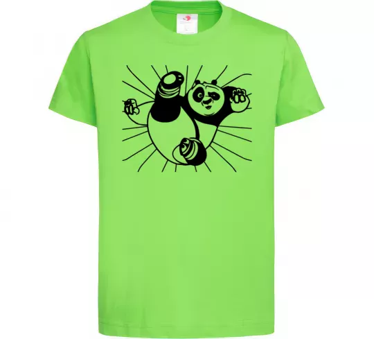 Дитяча футболка Панда По нападає Лаймовий фото